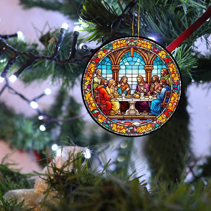 Christianartworkshop Stained Glass Style The Last Supper Hanging Ornaments A - image 28