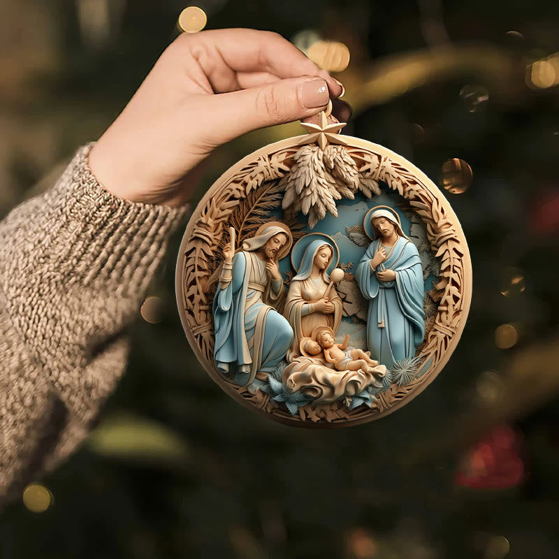 Christianartworkshop Retro Style Nativity Christmas Hanging Ornaments B - image 1