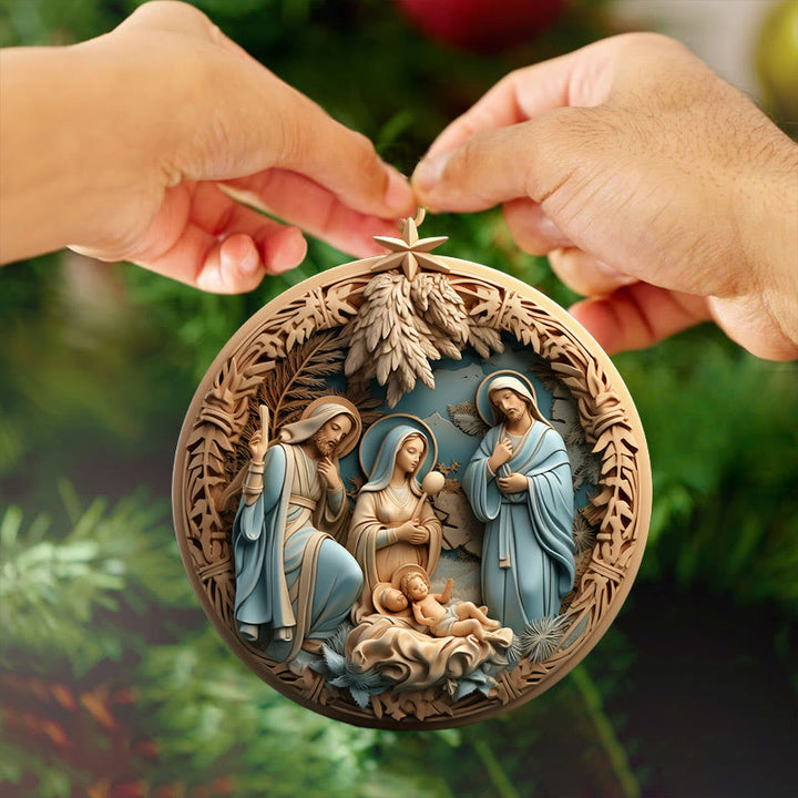 Christianartworkshop Retro Style Nativity Christmas Hanging Ornaments B - image 2