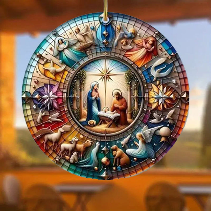Christianartworkshop Stained Glass Styles Colorful Nativity Hanging Ornaments D - image 5