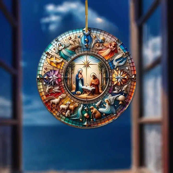 Christianartworkshop Stained Glass Styles Colorful Nativity Hanging Ornaments D - image 4