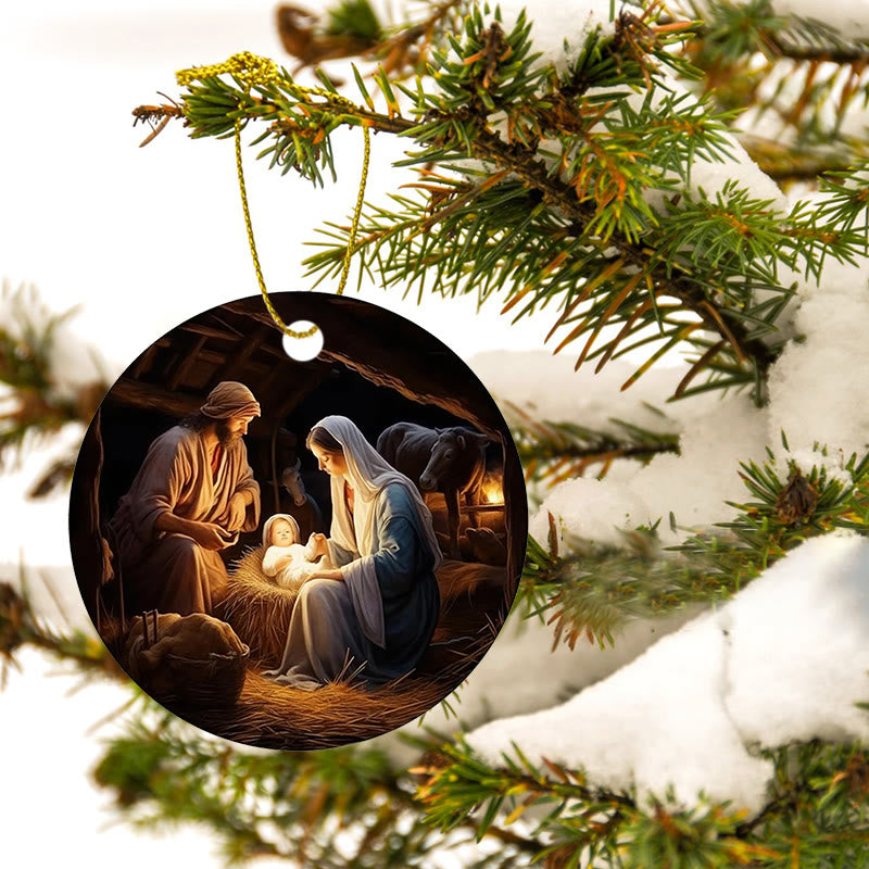 Christianartworkshop Realistic Styles Jesus Born Christmas Hanging Ornaments B - image 4