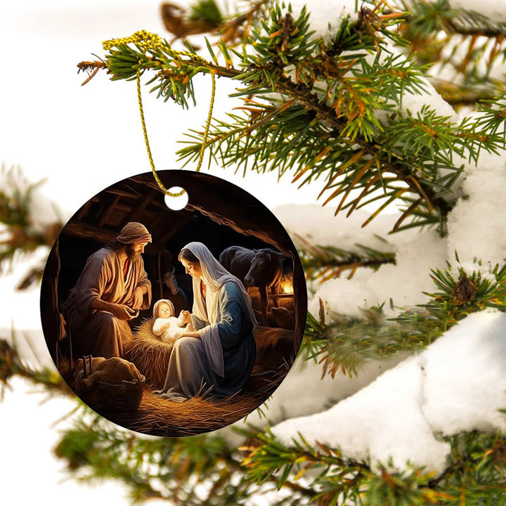 Christianartworkshop Realistic Styles Jesus Born Christmas Hanging Ornaments B - image 4
