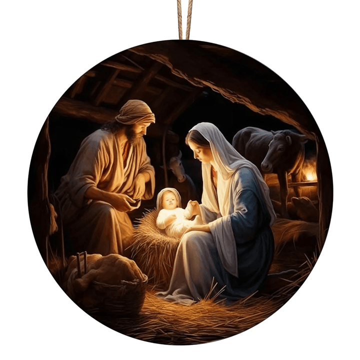 Christianartworkshop Realistic Styles Jesus Born Christmas Hanging Ornaments B - image 6