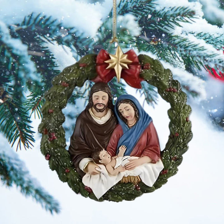 Christianartworkshop Colored Resin Model Style Holy Family Christmas Parasite Ornaments - image 4