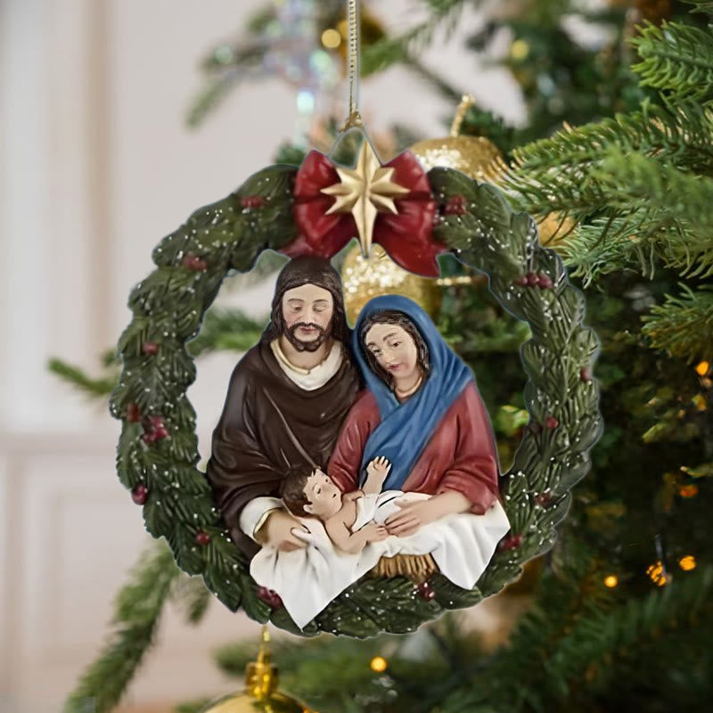 Christianartworkshop Colored Resin Model Style Holy Family Christmas Parasite Ornaments - Style 1 - image 0