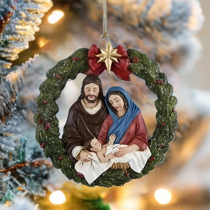 Christianartworkshop Colored Resin Model Style Holy Family Christmas Parasite Ornaments - image 2