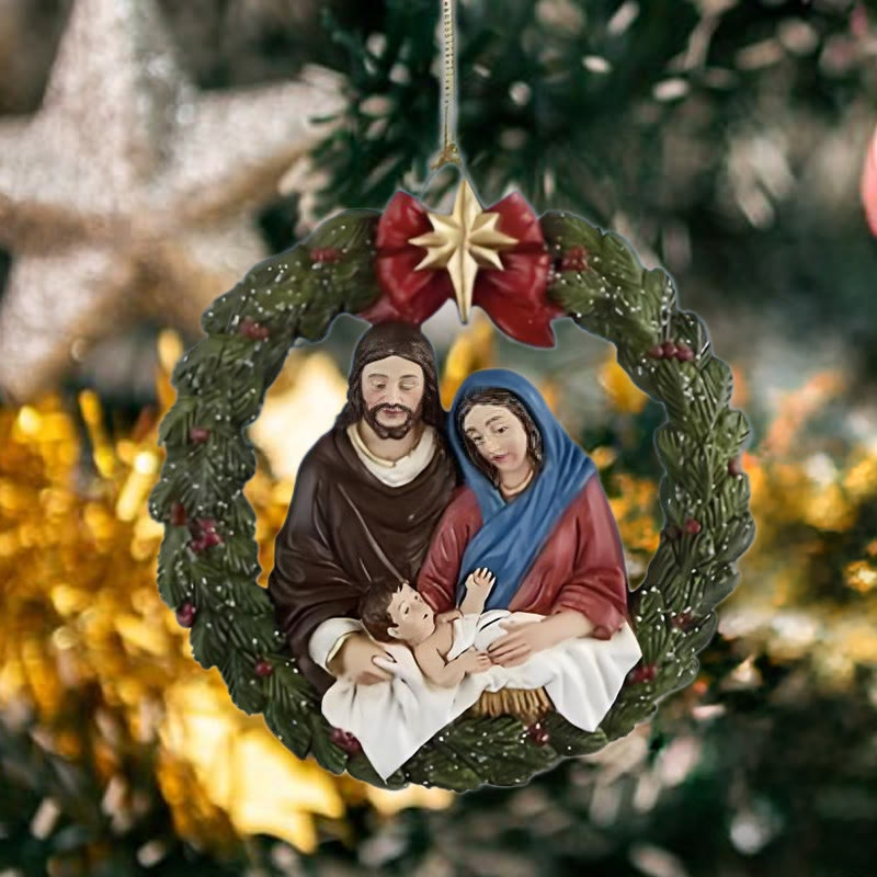 Christianartworkshop Colored Resin Model Style Holy Family Christmas Parasite Ornaments - image 3
