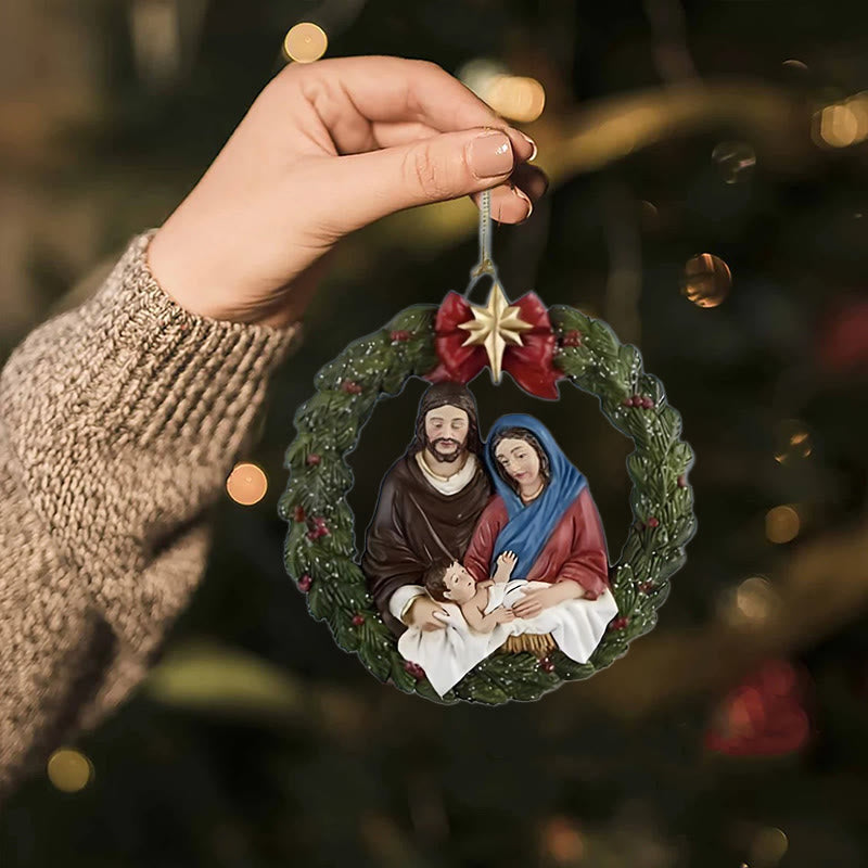 Christianartworkshop Colored Resin Model Style Holy Family Christmas Parasite Ornaments - image 1