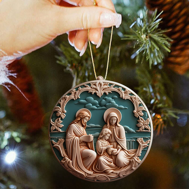 Christianartworkshop Retro Style Nativity Christmas Hanging Ornaments C - image 1