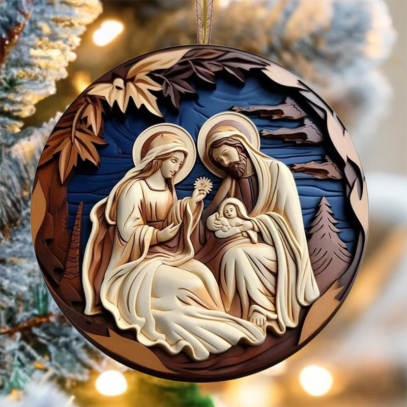 Christianartworkshop Retro Nativity Christmas Hanging Ornaments C - Ceramics - image 0