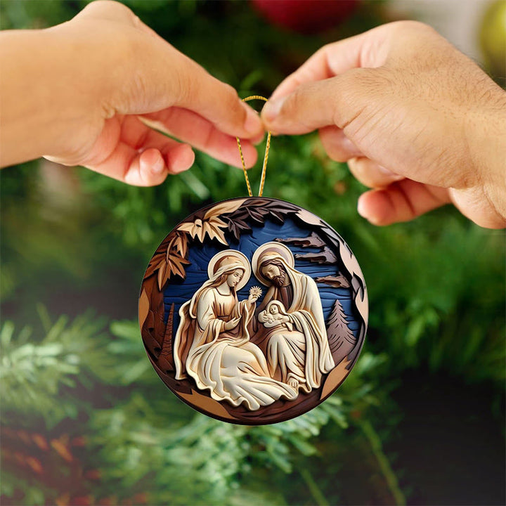 Christianartworkshop Retro Nativity Christmas Hanging Ornaments C - image 3