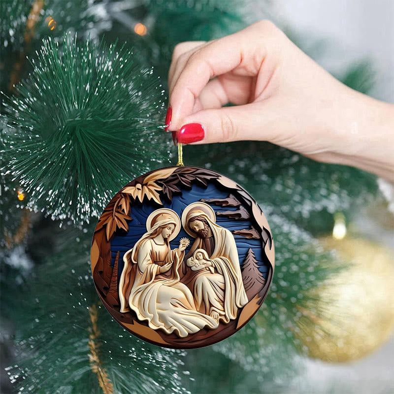 Christianartworkshop Retro Nativity Christmas Hanging Ornaments C - image 1
