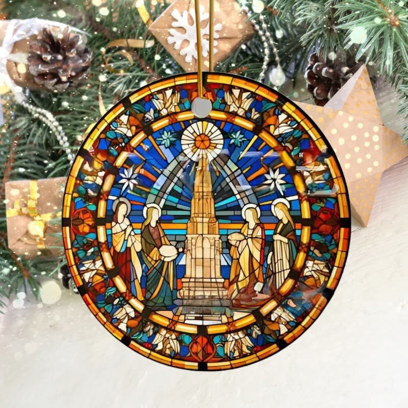Christianartworkshop Stained Glass Styles Christian Element Hanging Ornaments C - Ceramics - image 0