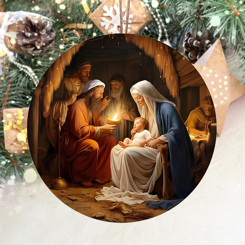 Christianartworkshop Realistic Styles Jesus Born Christmas Hanging Ornaments C - Ceramics - image 0