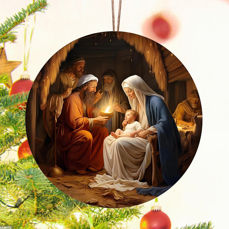 Christianartworkshop Realistic Styles Jesus Born Christmas Hanging Ornaments C - image 1
