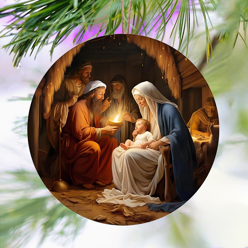 Christianartworkshop Realistic Styles Jesus Born Christmas Hanging Ornaments C - image 4