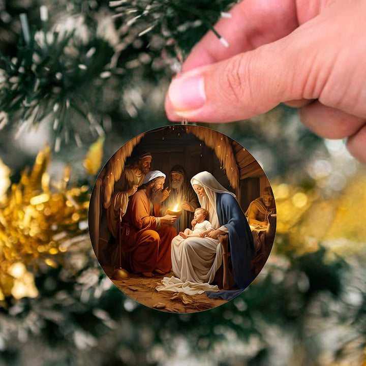 Christianartworkshop Realistic Styles Jesus Born Christmas Hanging Ornaments C - image 3