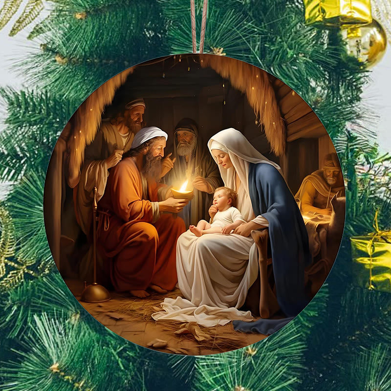 Christianartworkshop Realistic Styles Jesus Born Christmas Hanging Ornaments C - image 2