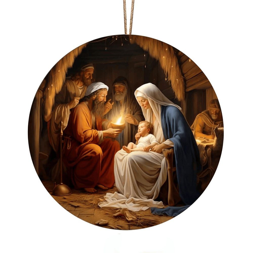 Christianartworkshop Realistic Styles Jesus Born Christmas Hanging Ornaments C - image 6