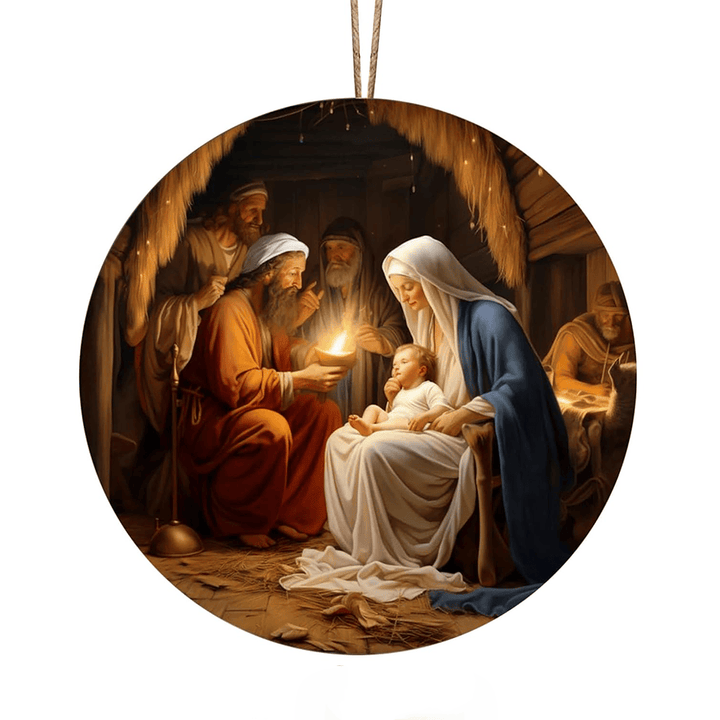 Christianartworkshop Realistic Styles Jesus Born Christmas Hanging Ornaments C - image 6