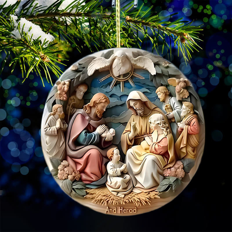 Christianartworkshop Classic Colored Style Nativity Scene Acrylic Christmas Nativity Hanging Ornaments - image 2