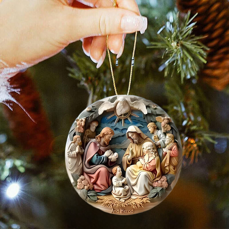 Christianartworkshop Classic Colored Style Nativity Scene Acrylic Christmas Nativity Hanging Ornaments - image 3