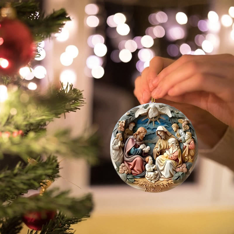 Christianartworkshop Classic Colored Style Nativity Scene Acrylic Christmas Nativity Hanging Ornaments - image 8