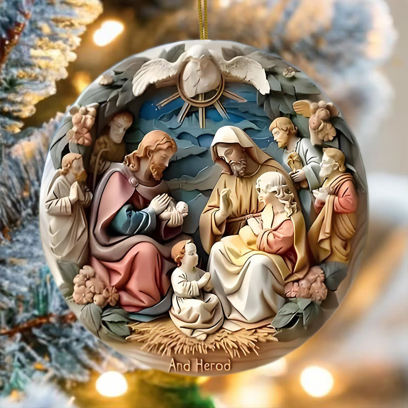 Christianartworkshop Classic Colored Style Nativity Scene Acrylic Christmas Nativity Hanging Ornaments - Acrylic - image 0