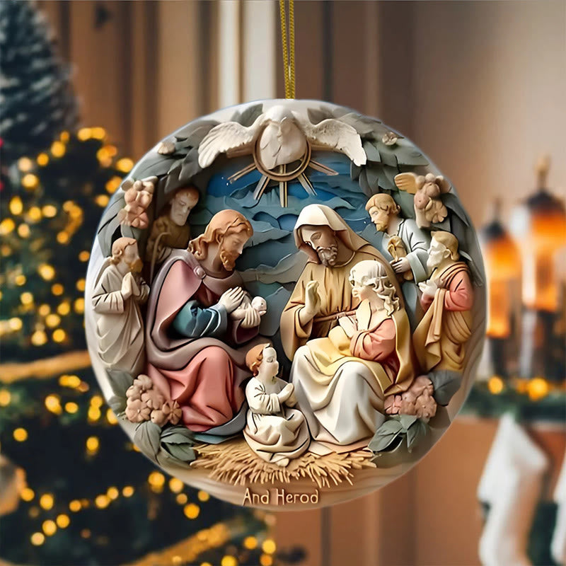Christianartworkshop Classic Colored Style Nativity Scene Acrylic Christmas Nativity Hanging Ornaments - image 1
