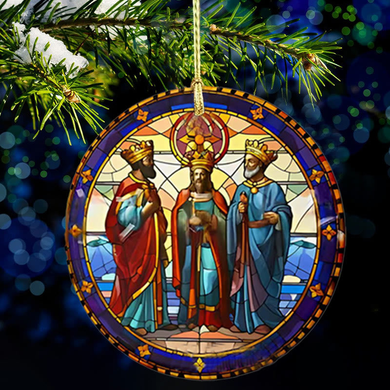 Christianartworkshop Stained Glass Styles Christian Element Hanging Ornaments E - Three Kings - image 0