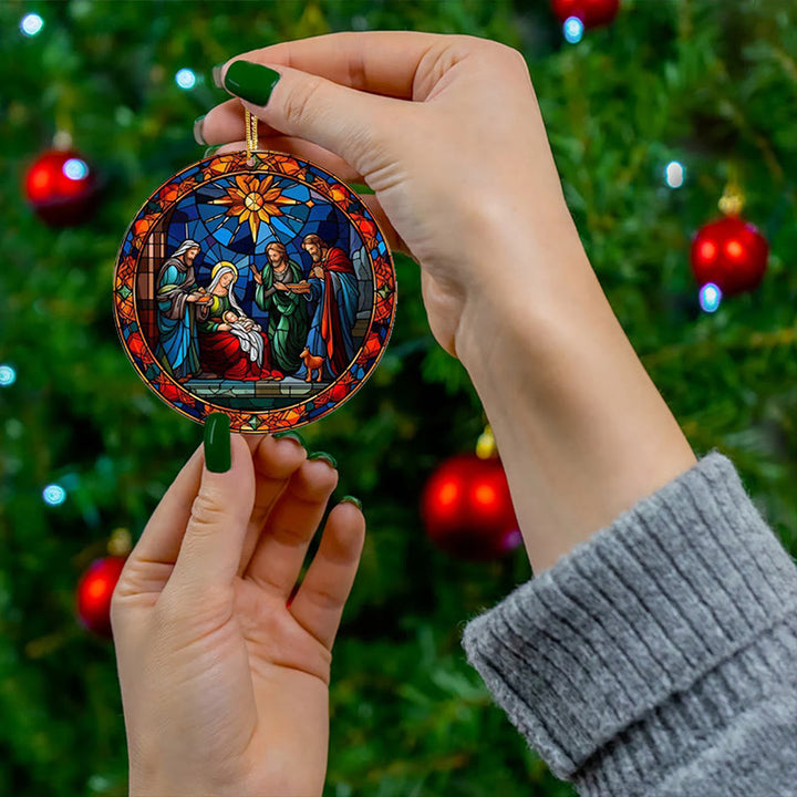 Christianartworkshop Stained Glass Styles Holy Family Christmas Colorful Ornaments D - image 2