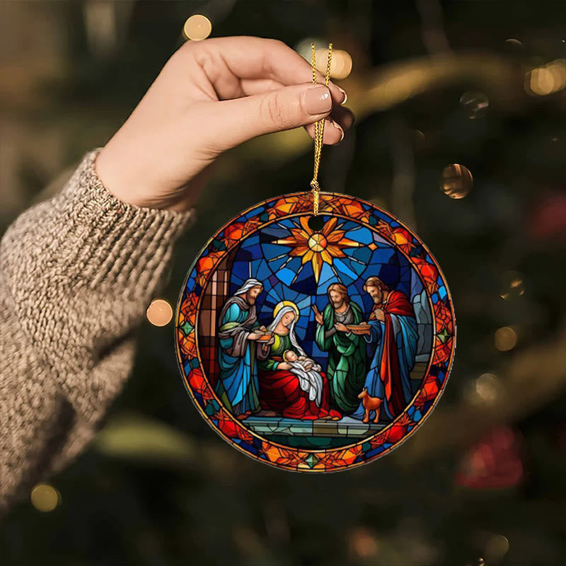 Christianartworkshop Stained Glass Styles Holy Family Christmas Colorful Ornaments D - image 3