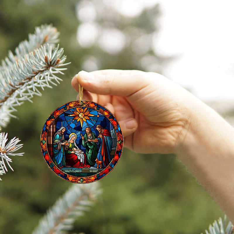 Christianartworkshop Stained Glass Styles Holy Family Christmas Colorful Ornaments D - Acrylic - image 0