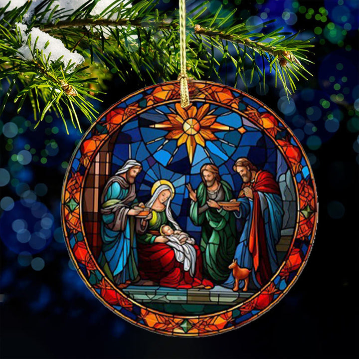 Christianartworkshop Stained Glass Styles Holy Family Christmas Colorful Ornaments D - image 4