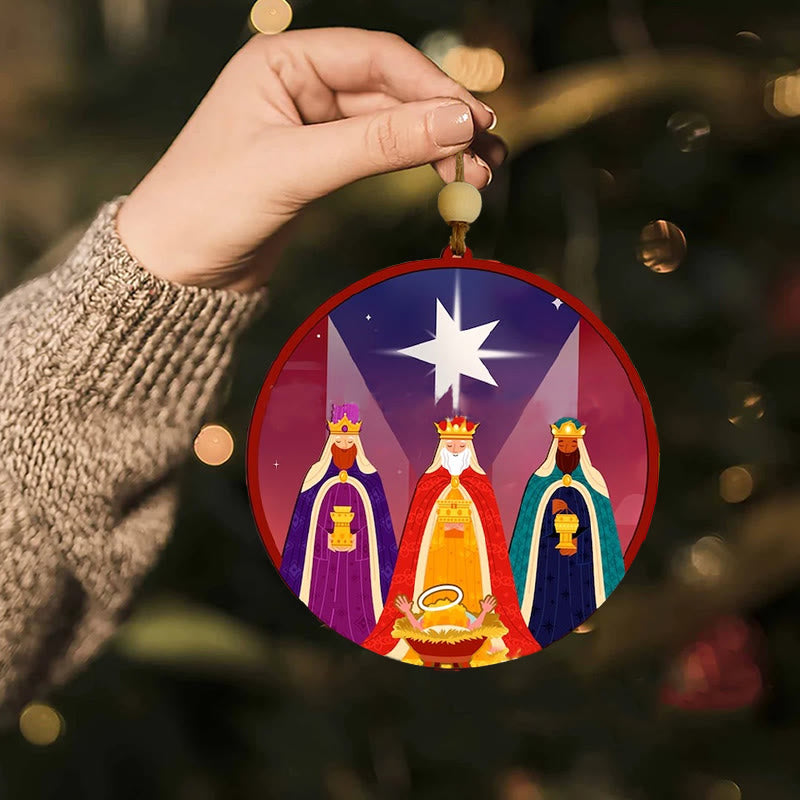 Christianartworkshop Illustration Styles Three Wisemen Kings Christmas Ornaments C - Acrylic - image 0