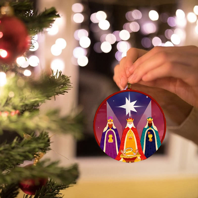 Christianartworkshop Illustration Styles Three Wisemen Kings Christmas Ornaments C - image 1