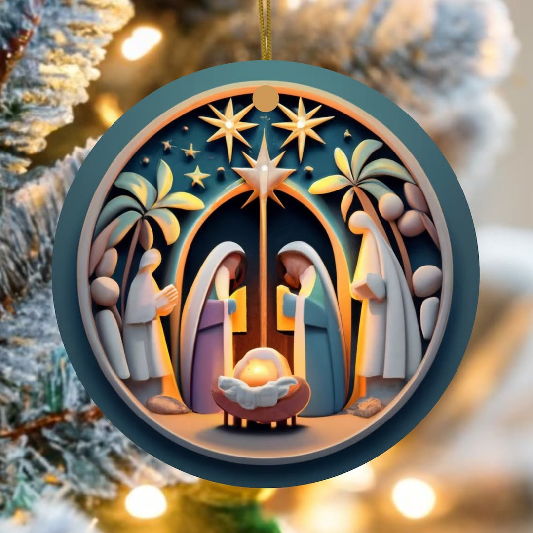 Christianartworkshop Abstract Cartoon Style Colorful Nativity Christmas Hanging Ornaments B - image 4