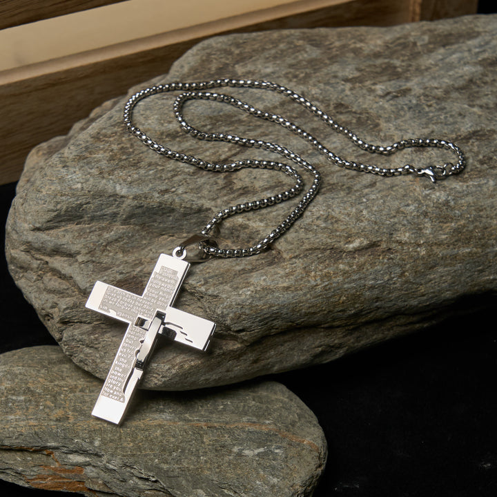 FREE Today: Dual-Toned Metallic Luster Lord's Prayer Cross Necklace with Scripture - image 3