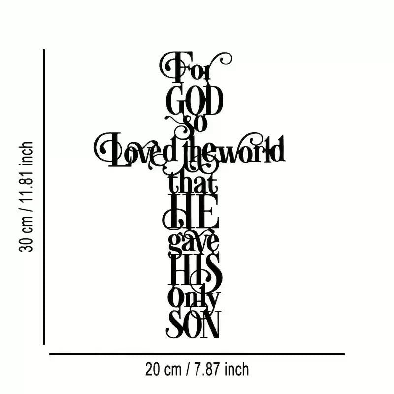 Christianartworkshop John 3:16 For God So Loved The World Cross Metal Wall Art - Black - 10.47"*15.74"/26.6*40cm - image 0