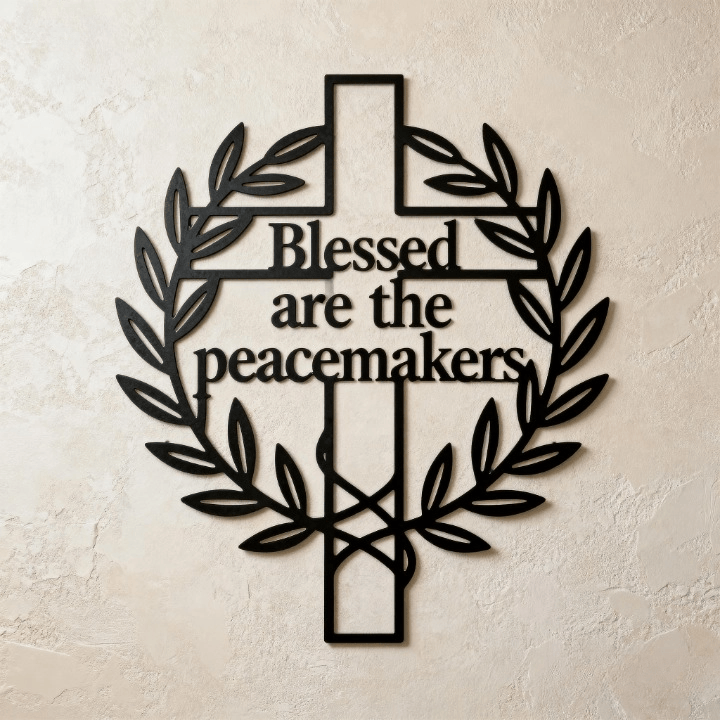 Christianartworkshop Blessed are the Peacemakers Cross with Olive Branch Metal Wall Decor - image 3