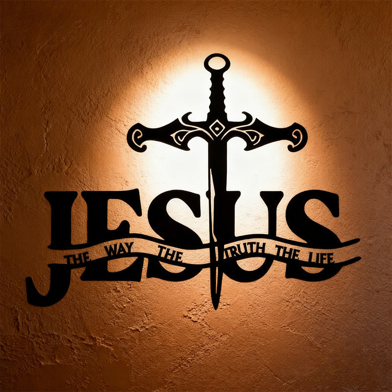 Christianartworkshop Black Iron JESUS The Way Truth Life Sword Wall Decor - Black - 8.08''*11.81''/20.53*30cm - image 0