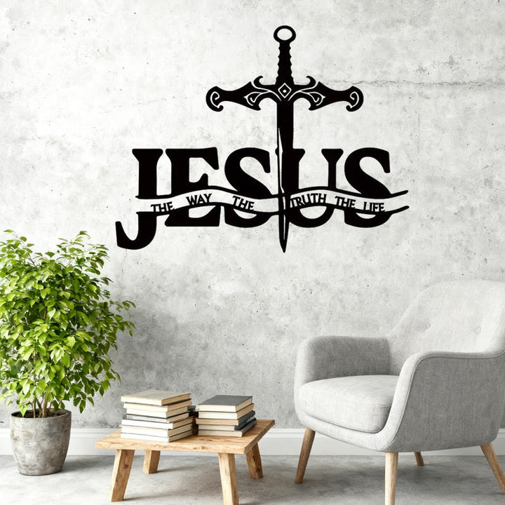 Christianartworkshop Black Iron JESUS The Way Truth Life Sword Wall Decor - image 3