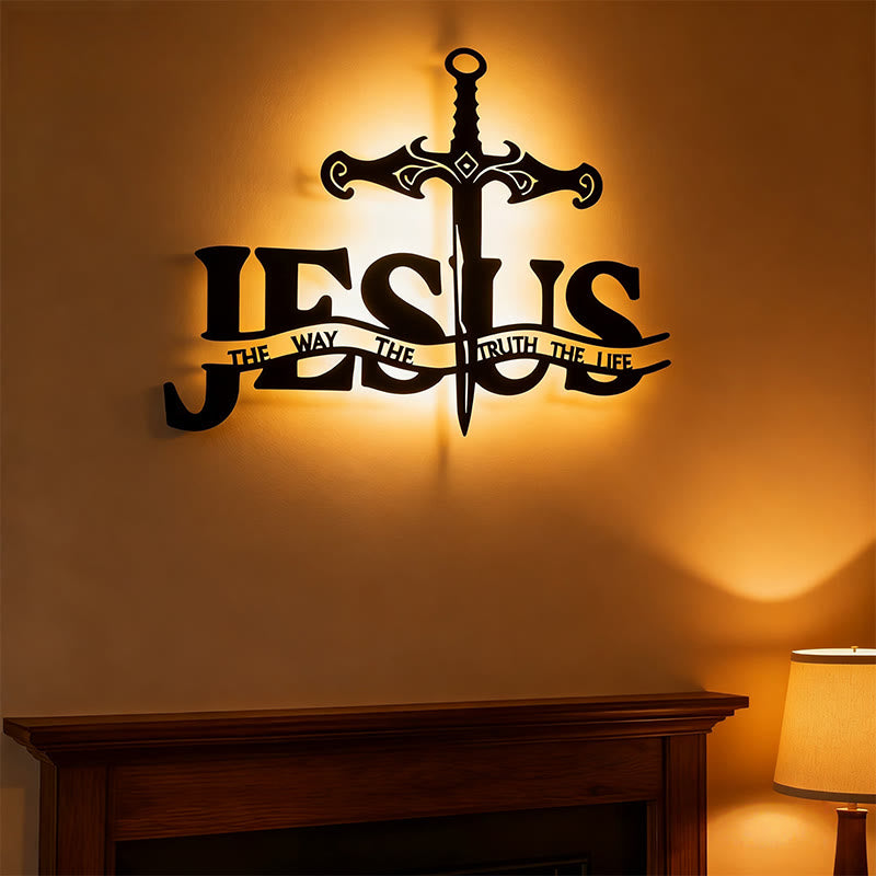 Christianartworkshop Black Iron JESUS The Way Truth Life Sword Wall Decor - Black - 11.30"*15.74"/28.7*40cm - image 1