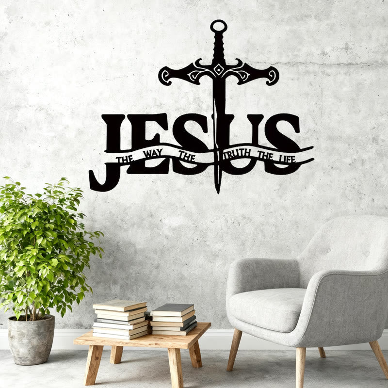 Christian Black Iron Jesus Sword Wall Decor - The Way Truth Life