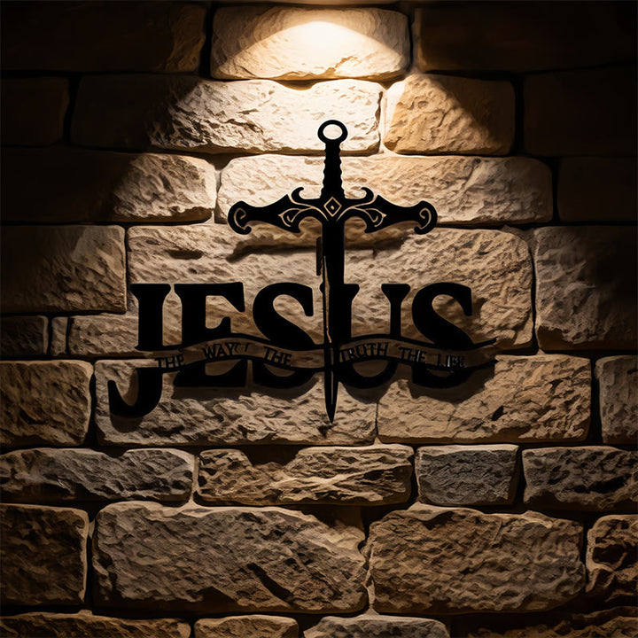 Christianartworkshop Black Iron JESUS The Way Truth Life Sword Wall Decor - image 4