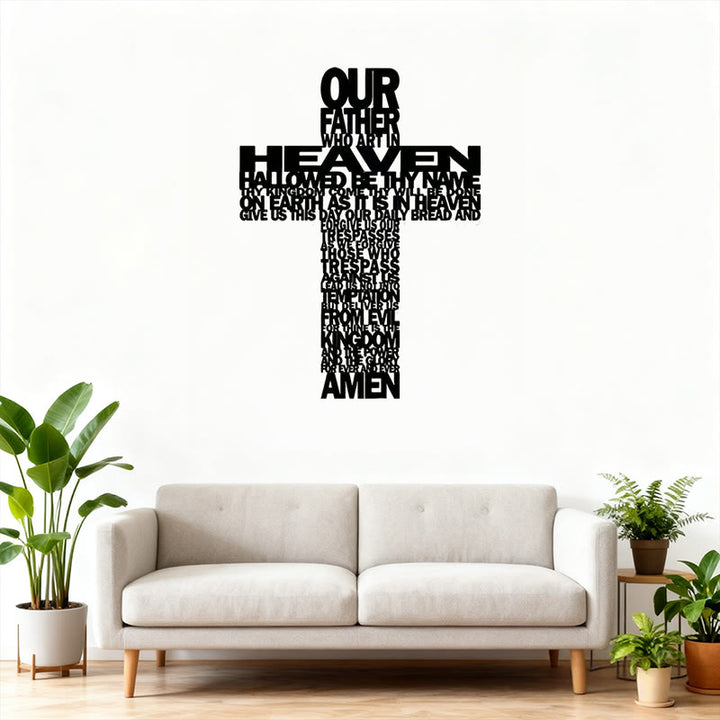 Christianartworkshop Textured Lord's Prayer Cross Metal Wall Decor with Biblical Phrases - image 2