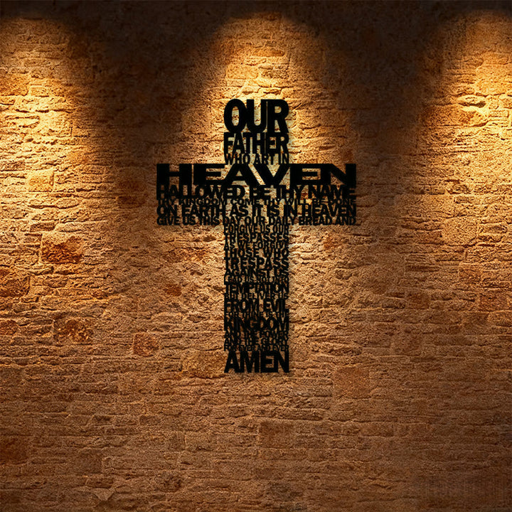 Christianartworkshop Textured Lord's Prayer Cross Metal Wall Decor with Biblical Phrases - image 4