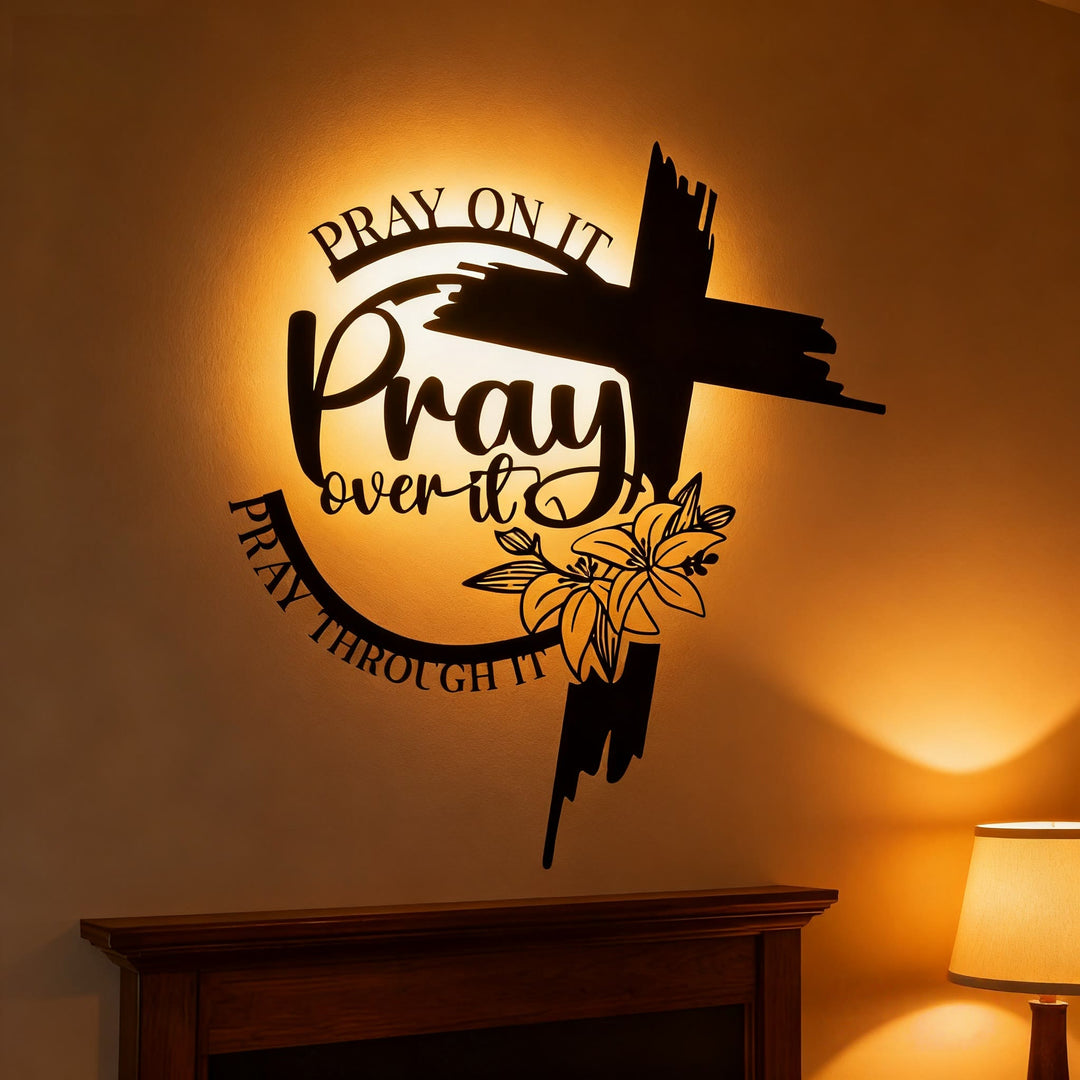 Christianartworkshop Modern Style Pray Over It Quote Inspirational Metal Wall Decor - image 1