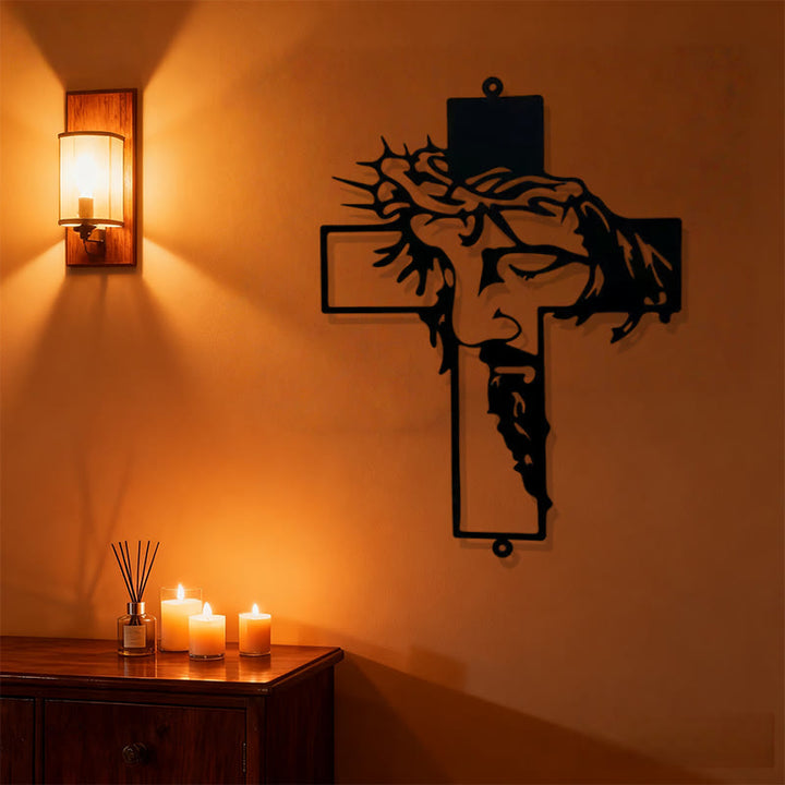 Christianartworkshop Black Metal Jesus with Crown of Thorns Cross Wall Decor - image 2